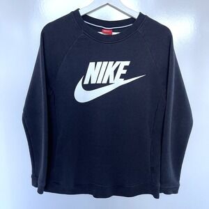 NIKE Women's Sweatshirt Crewneck Medium Black Pockets Pullover Rally Sweater